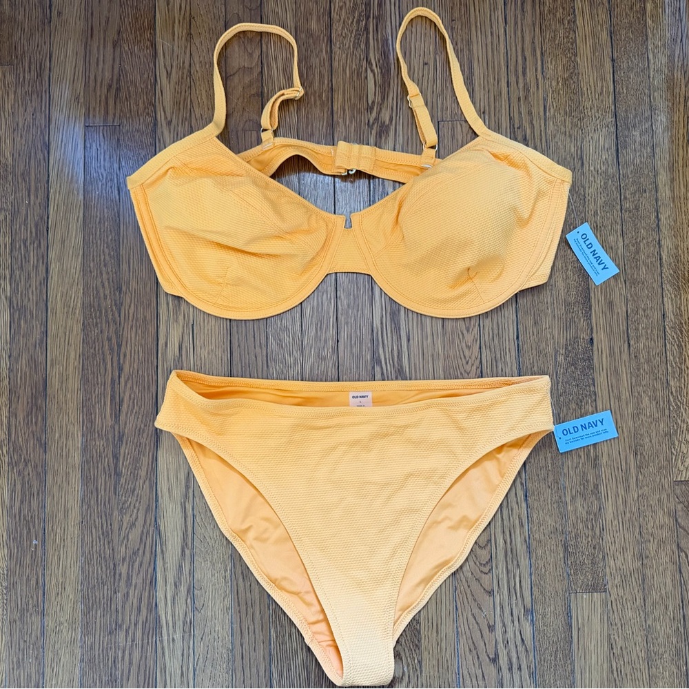 Old Navy Vibrant Orange Bikini Set Size L - 2X NWT Swim Suit